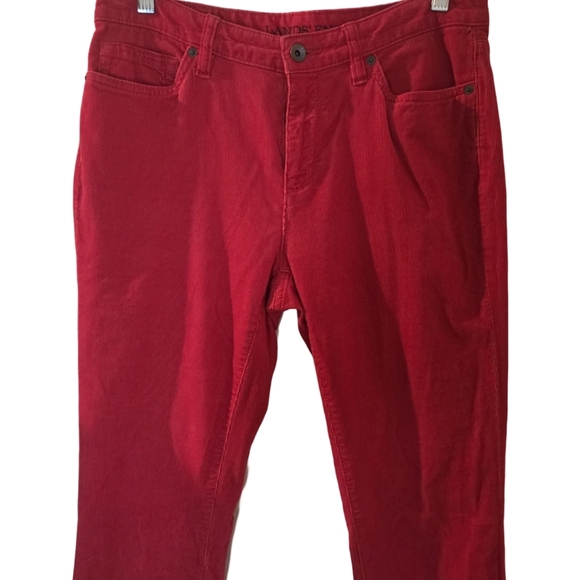 LANDS' END Red Mid Rise Slim Corduroy Pants‎ Sz 8 - Picture 3 of 13